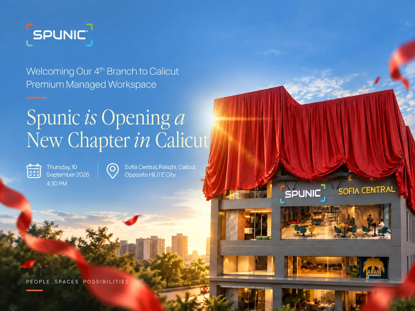 Invitation to the Spunic Calicut Bypass opening at Sofia Central, Palazhi